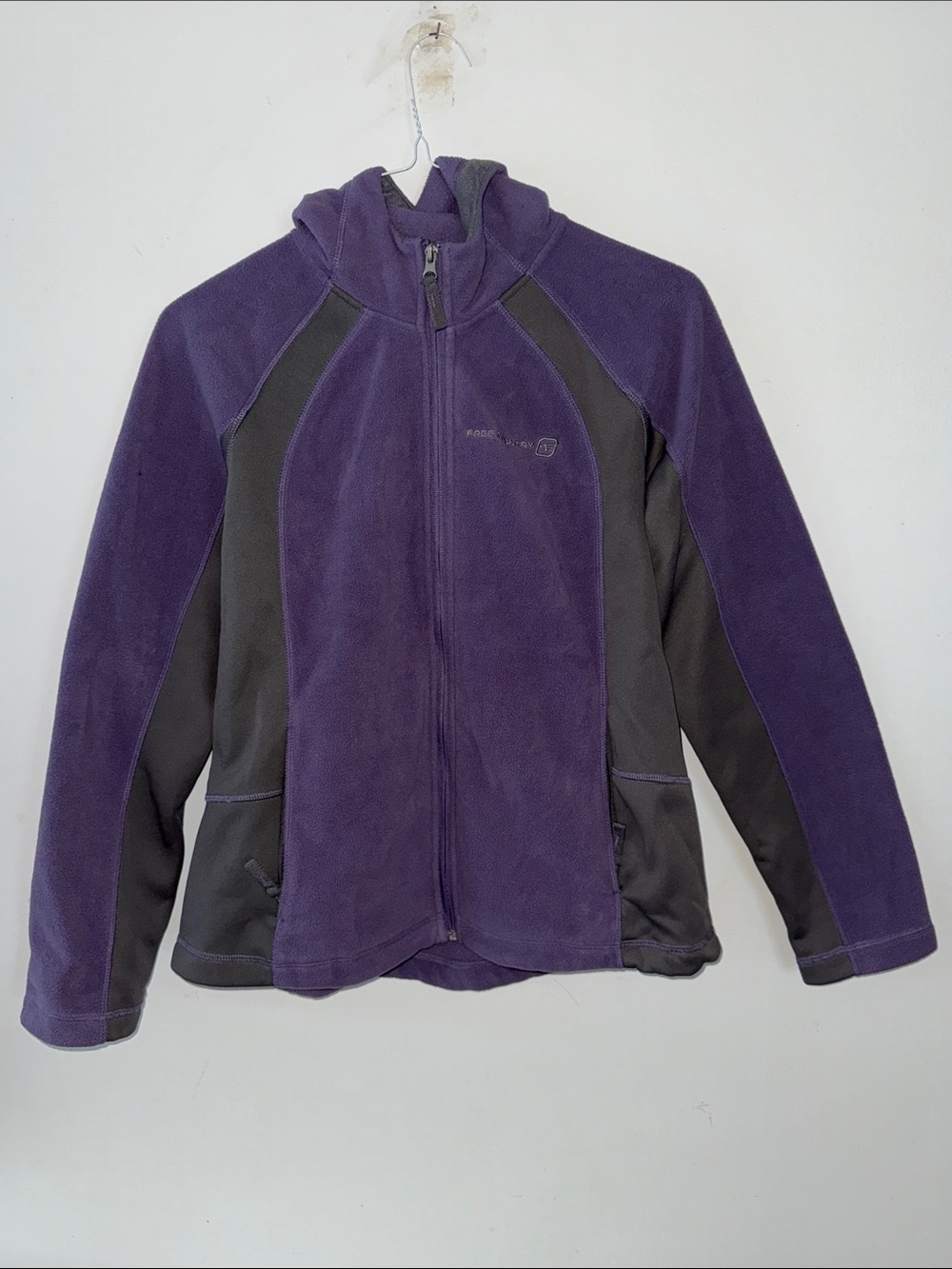 Free Country Womens Full Zip Hooded‎ Fleece Jacket Purple Grey Size-L